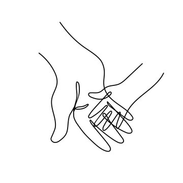Adult parents hand holding childs hand.