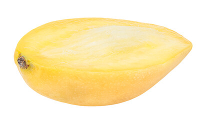 Half of cutted yellow ripe mango isolated on white background