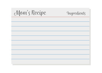 Recipe Card, Mom's Recipe, Vector Illustration Background