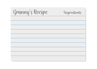 Recipe Card, Granny's Recipe, Vector Illustration Background