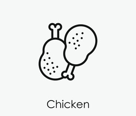 Chicken vector icon.  Editable stroke. Linear style sign for use on web design and mobile apps, logo. Symbol illustration. Pixel vector graphics - Vector