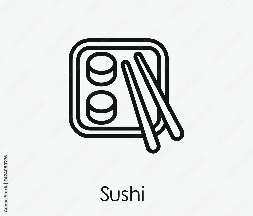 Poster sushi vector icon. editable stroke. linear style sign for use on web design and mobile apps, logo. s
