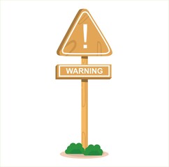 Vector illustration of a wooden road sign showing warning, logo and icon, holiday and travel themes, country, perfect for travel advertising