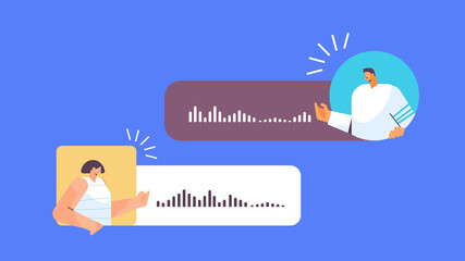 people communicating by voice messages audio chat application social media online communication