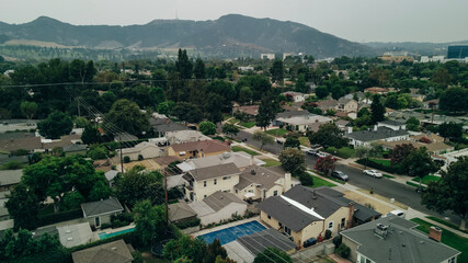 Aerial view of Burbank, area in Los Angeles