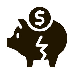 chopped piggy bank glyph icon vector. chopped piggy bank sign. isolated symbol illustration