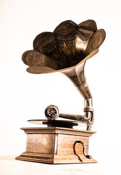 vintage gramophone isolated on white