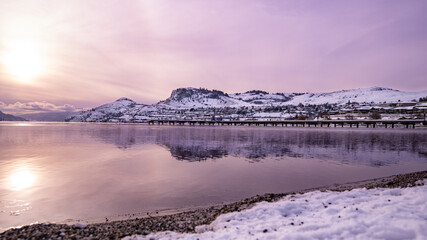 Lake Winter with Mountains and Refection