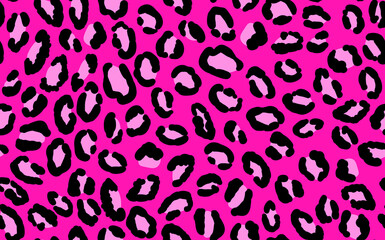 Abstract modern leopard seamless pattern. Animals trendy background. Pink and black decorative vector stock illustration for print, card, postcard, fabric, textile. Modern ornament of stylized skin