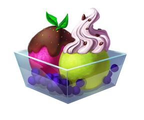 Boules de crème glacée, choix de dessert, 2 boules de sorbet au choix