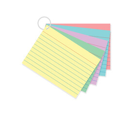 Colorful Index Card Set, Rainbow Index Cards, Study Cards, Note Cards, Lined Paper, Text Card, Vector Illustration Background
