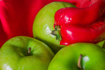 red and green apples and bell pepper