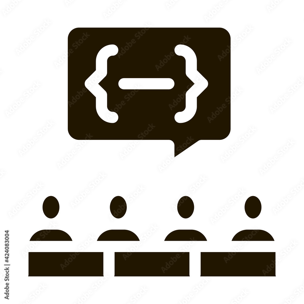 Sticker audience expresses an opinion glyph icon vector. audience expresses an opinion sign. isolated symbol illustration