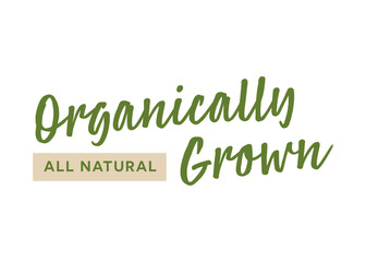 Organically Grown, All-Natural Text, Natural Foods Store Sign, Local Farmer's Market, Farmer's Market Banner, Vector Illustration Background