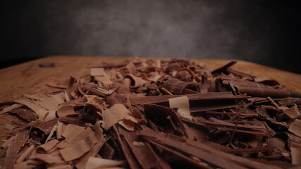 Macro shot of chocolate flakes - studio photography