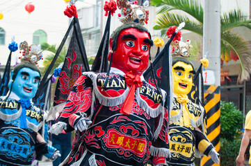 Obraz premium Santaizi parade in Taiwan Folk temple activity. Temple Fair. Taiwanese Culture.