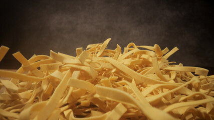Close up view on fresh pasta - ready to cook - studio photography
