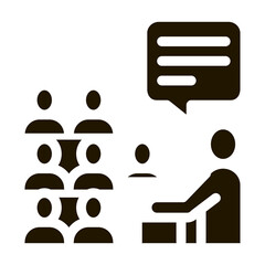 speaker talk from tribune glyph icon vector. speaker talk from tribune sign. isolated symbol illustration