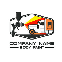 illustration of painting truck, logo template for truck restoration.