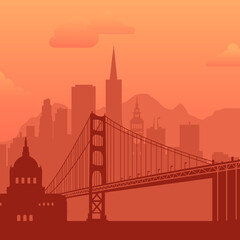 San Francisco, USA famous city scape background.