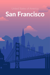 San Francisco, USA famous city scape background.
