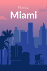 Fototapeta premium Miami, USA famous city scape view background.