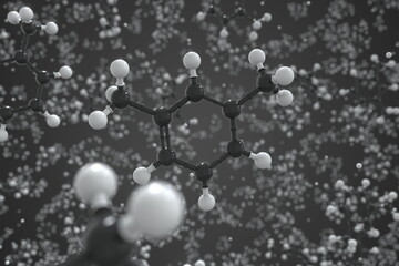 1,3-dimethylbenzene molecule, ball-and-stick molecular conceptual model. Scientific 3d rendering