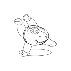 Funny dino astronaut in space. Dinosaur in outer space. Vector hand-drawn coloring children's illustration. Creative vector Childish design for kids activity colouring book or page.