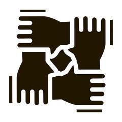 Fototapeta premium multiracial group hands holding glyph icon vector. multiracial group hands holding sign. isolated symbol illustration