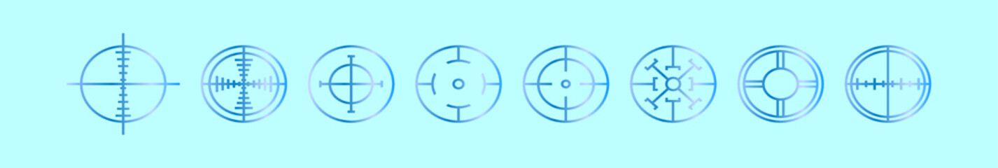 set of cross hair cartoon icon design template with various models. vector illustration isolated on red background