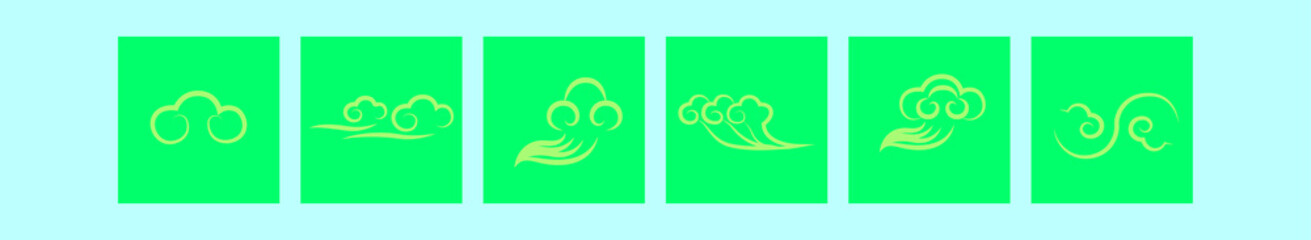 set of chinese clouds cartoon icon design template with various models. vector illustration isolated on blue background