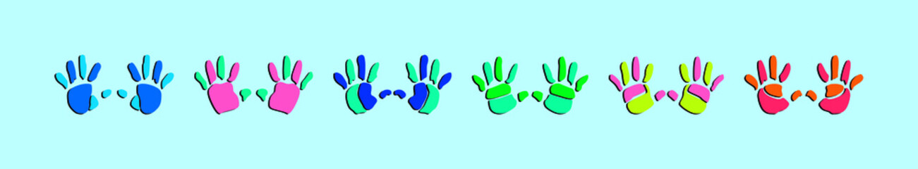 set of children hand print cartoon design template with various models. vector illustration isolated on background