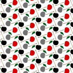 Seamless cherry fruit pattern, cherry print.