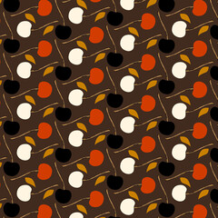 Seamless cherry fruit pattern, cherry print.