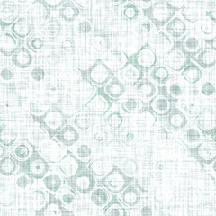 Aegean teal tonal geo patterned linen texture background. Summer coastal living style home decor fabric effect. Sea green wash grunge distressed mottled grid. Decorative textile seamless pattern
