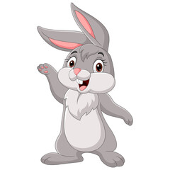 Cartoon funny rabbit on white background