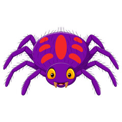 Cartoon purple spider on white background