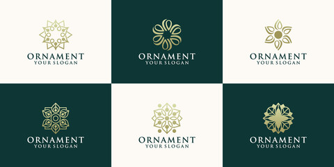 set of of elegant ornamental logo design template