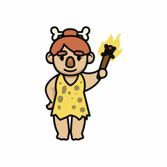 Caveman prehistoric human mascot design illustration