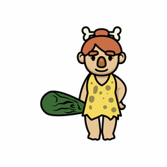 Caveman prehistoric human mascot design illustration
