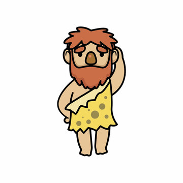 Caveman prehistoric human mascot design illustration