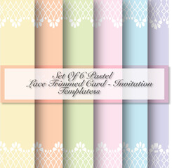 Set Of 6 Pastel Lace Trimmed Card - Invitation Templates