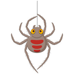 Cartoon spider hanging on a web