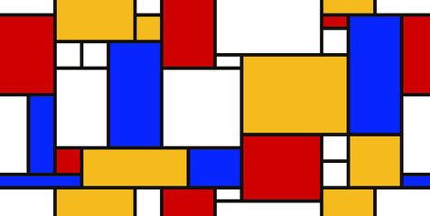Graphic illustration of Mondrian painting