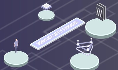 Workplace safety standards concept on abstract design