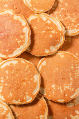 Tray of homemade buttermilk pancakes 