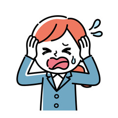 焦っているスーツを着た女性のイラスト