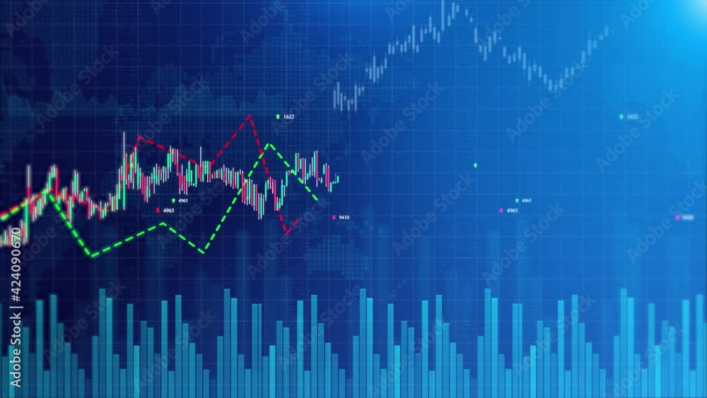 Poster 4k loop financial chart and stock market bar chart animation. financial report and stock market pres