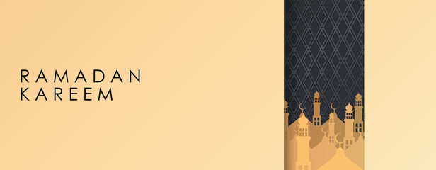 PrintRamadan Kareem Banner. Mosques on Black Background Vector Illustration for Ramadan greeting card, poster and voucher.