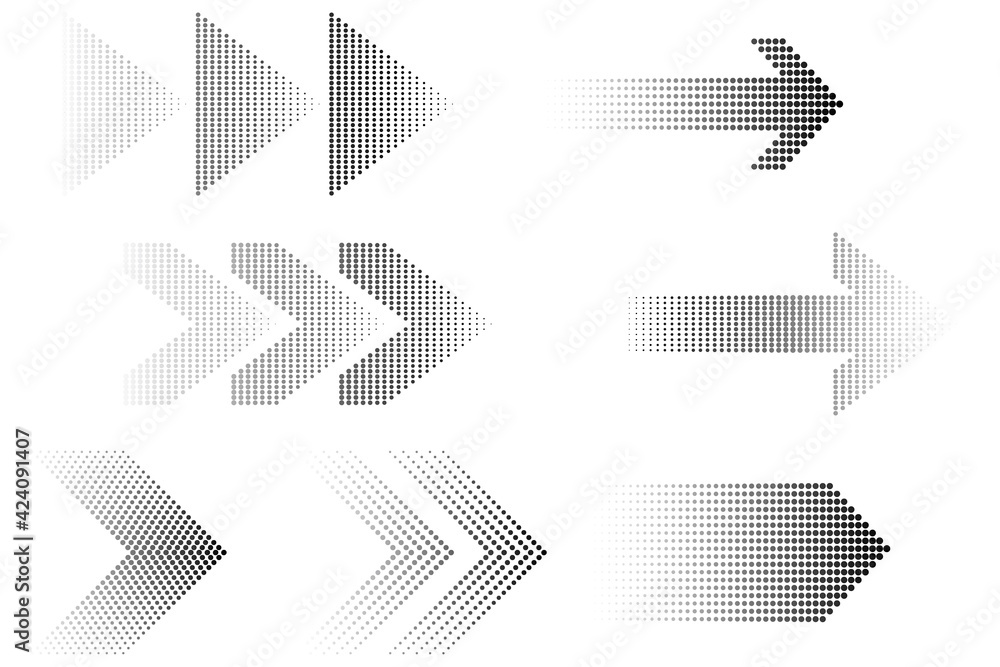 Poster 3d poster with dots arrows. abstract geometric background. black dots arrows on halftone. stock vect